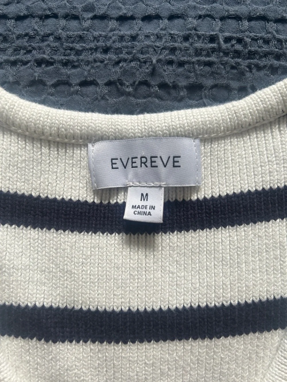 Evereve white & Navy Striped V-Neck Button Knit Vest - Picture 2 of 3